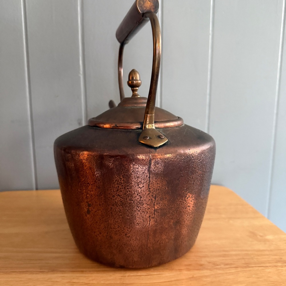Vintage Hand Hammered Copper Tea Kettle Brass Handle Rustic Farmhouse Decor - Picture 12 of 13